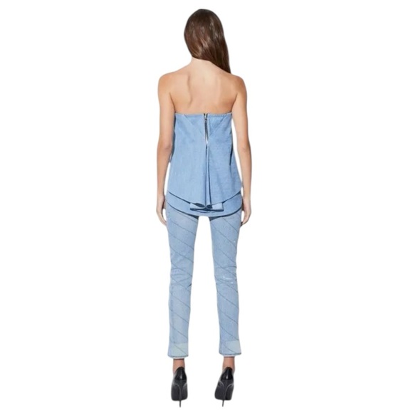 RtA Eliana Blue Denim Strapless Layered Top Size 4 Reg. $395 - Picture 3 of 12